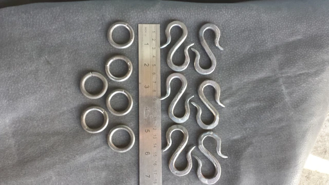 12pce Set Hand forged 'S'Hook Multipurpose Garden Iron Blacksmith made Chain