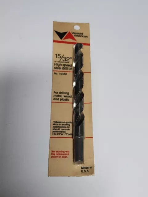 New Vermont American 15/32” High Speed Steel Drill Bit 10486 3/8" Reduced Shank