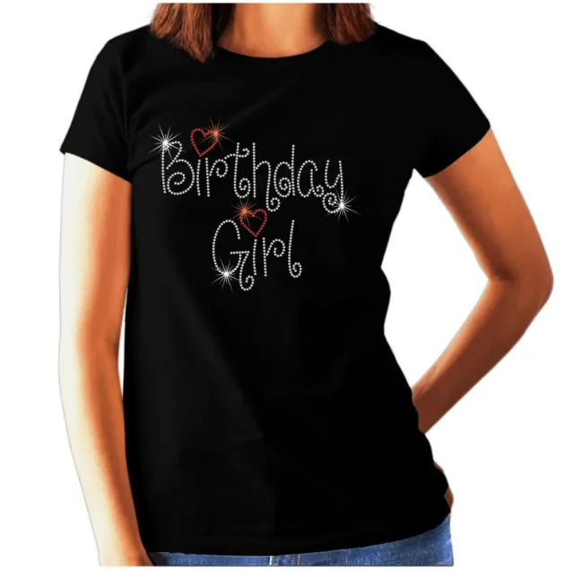 Ladies Birthday Girl Ladies Rhinestone T Shirt - Crystal Gift Present Party
