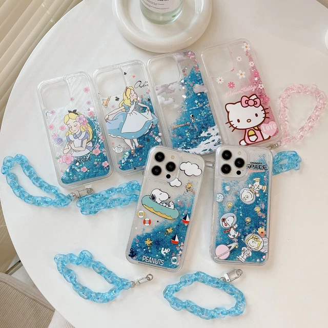 Cartoon Astronaut Quicksand Phone Case for iPhone 14 13 PRO MAX 12 XS 7 8 6