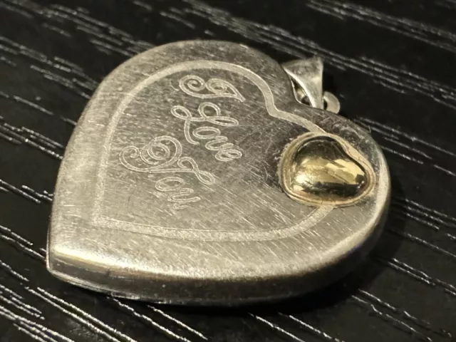 Solid 925 sterling silver and 9ct gold hallmarked vintage heart locket