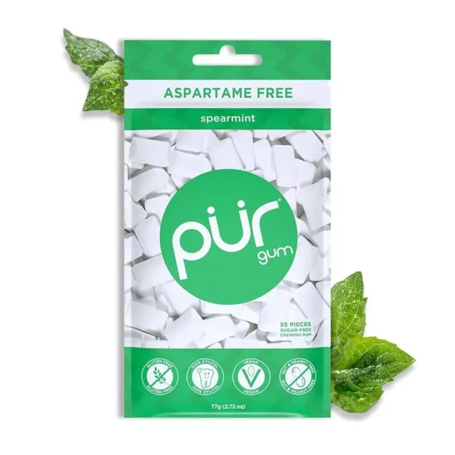 PUR Gum Aspartame Free Chewing Gum 100% Xylitol, 55 Pieces (Pack of 1)