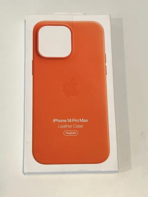 GENUINE Apple Leather Case w/ Magsafe iPhone 14 Pro Max (6.7" Large Cam) Orange