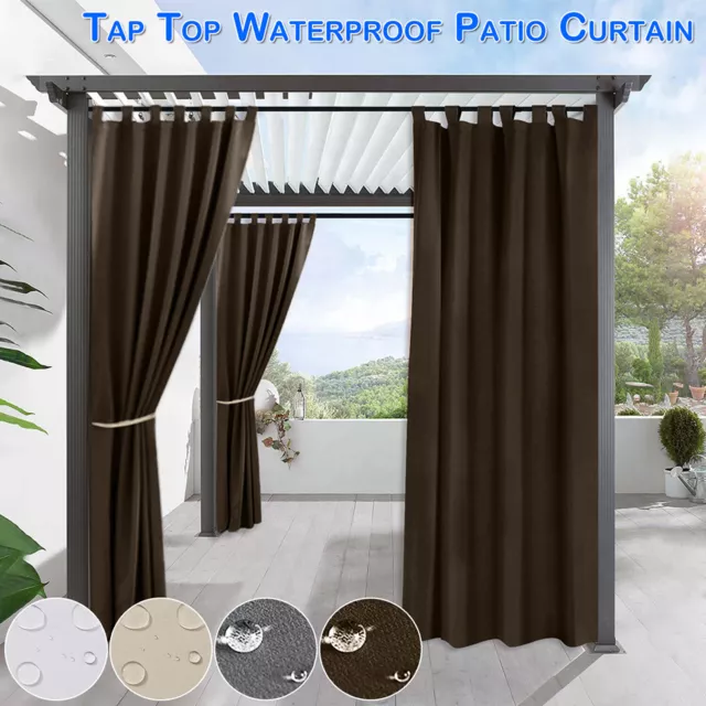 Outdoor Blackout Pergola Garden Patio Curtains Thermal Insulated Tap Top Drapes 2