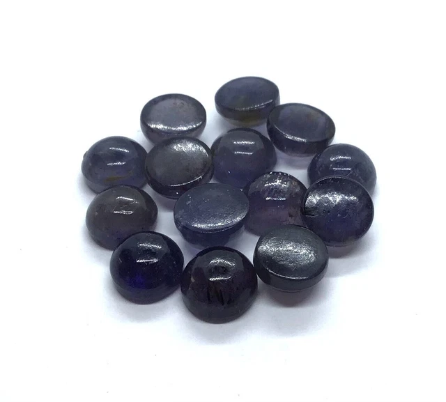 Iolite naturelle ronde à dos plat, cabochon AAA, pierre précieuse ample... 3