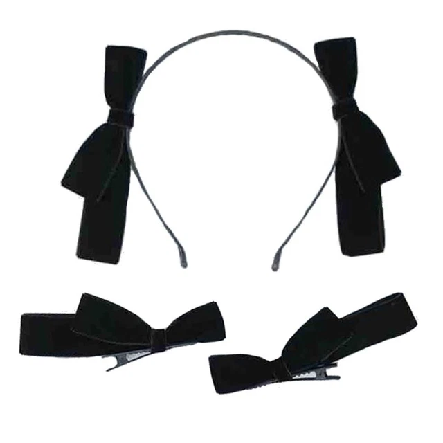 Black Red Bow Hairpins Hairband set Head Decor Hair Clips Headband  Girls Women