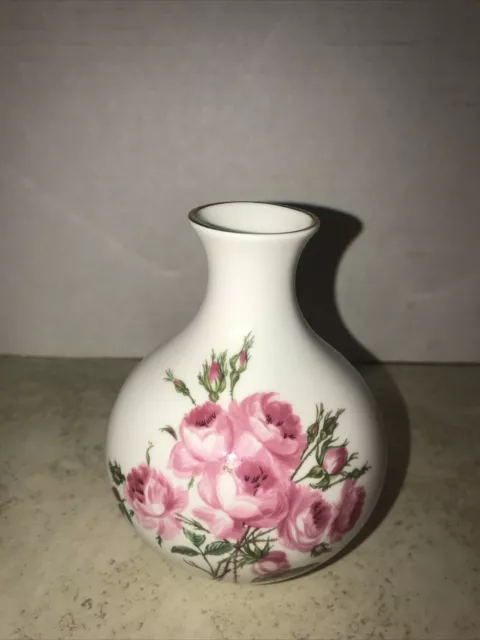 Vintage Stanford Fine Bone China England 4.5”H Flower Vase Roses