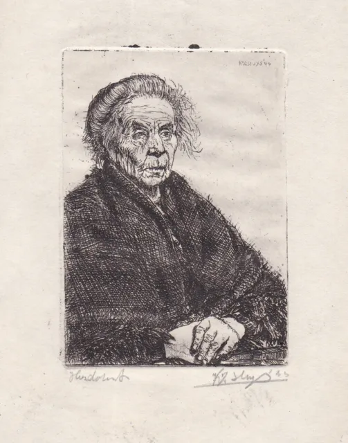 Stocking Van Der Sluys Portrait Of An Elderly Woman Old Woman Etching