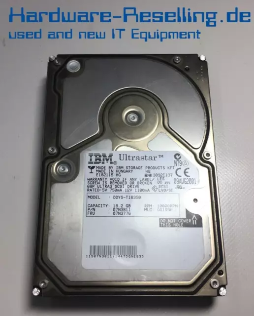 IBM Ultrastar 18.2GB SCSI 3.5 " 10k DDYS-T18350 07N3811 07N3776