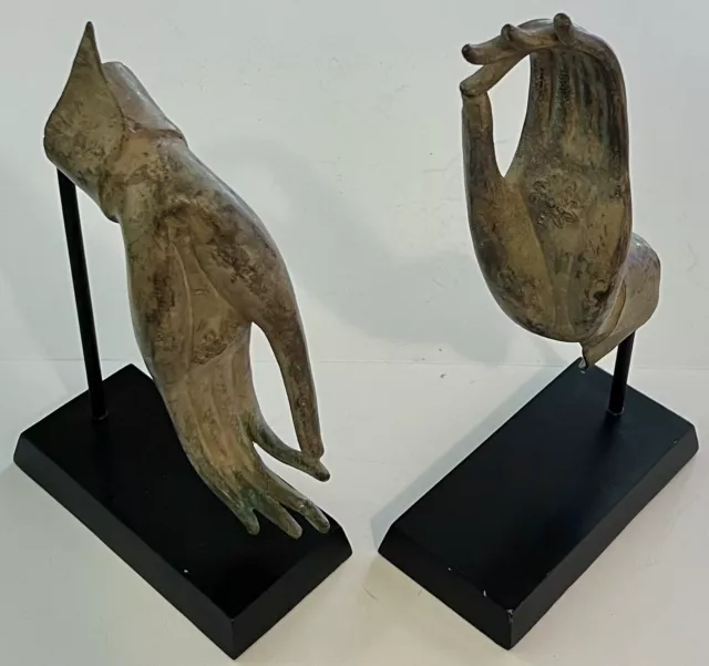 Set of 2 Cast Bronze Statues HAND of BUDDHA Wisdom Teaching VITARKA MUDRA