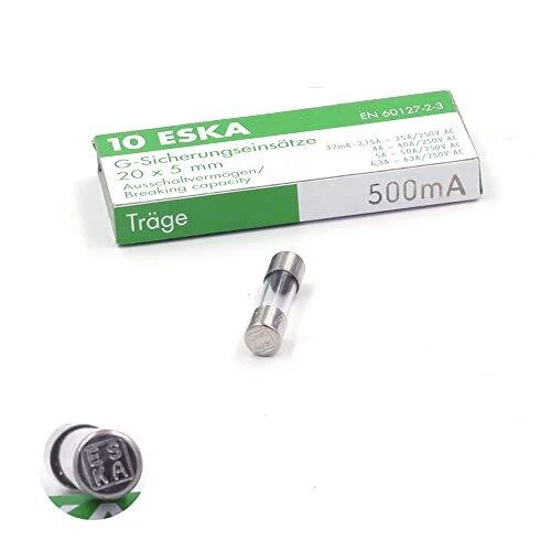 10x Fusible temporisé T en verre 500mA / 250VAC 5x20mm