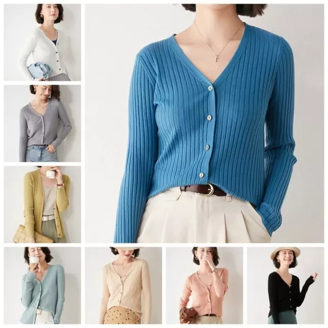 Tricoté Femme Rayé Pull Cardigan Veste Pull Extérieur Cardigan