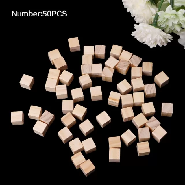 10/25/25mm Wooden Square Blocks Mini Cubes Embellishment for Woodwork Craft DIY 2