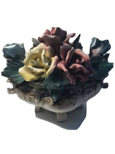 Porcelain Roses Large Italian Capodimonte Flower Centerpiece ~ Forever Flowers