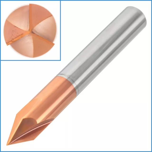 8mm 3 Flute 60 Degree HRC55 Carbide Chamfer End Mill Milling Cut Router Bit Tool