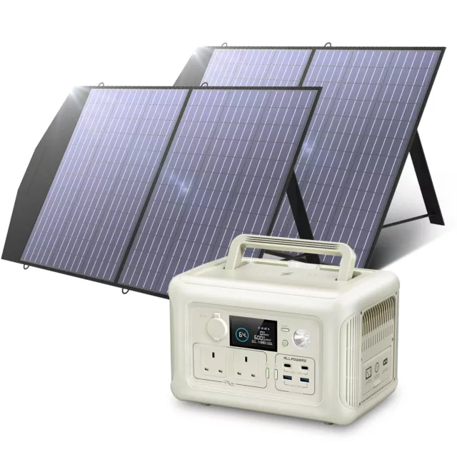 ALLPOWERS R600 600W Solar Generator 299Wh Power Station with 2X100W Solar Paenls