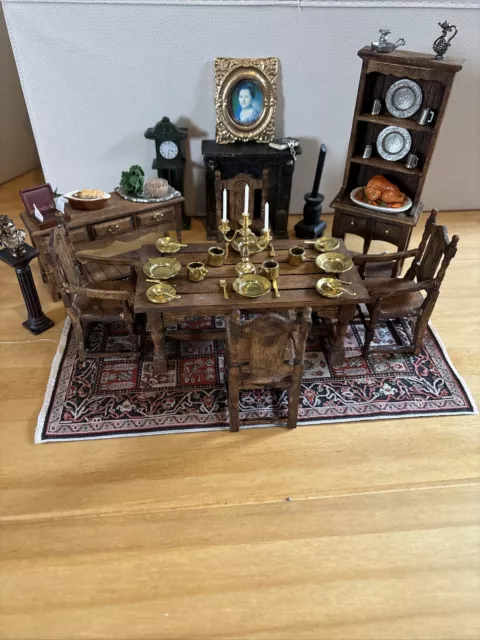 Ooak Dolls House 1/12 Scale Victorian Tudor  Dining Set