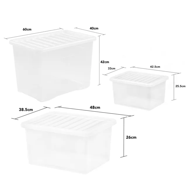 Transparent Clear Plastic Storage Box Boxes Lid Home Stackable Food Save  Storer