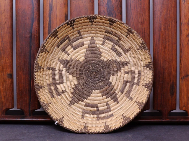 Old Akimel O'odham Pima Apache Native American Tray Basket Whirling Log Swastika