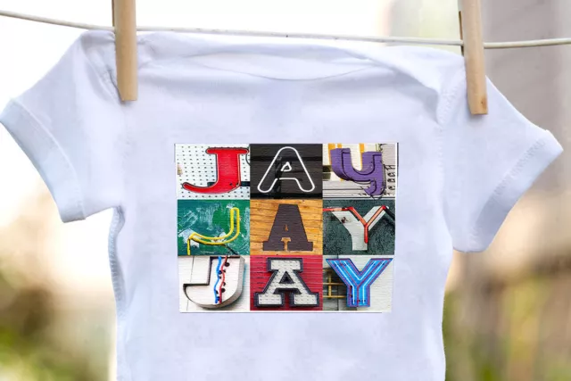 JAY Baby Bodysuit in Sign Letter Photos - 100% Cotton & Short Sleeve