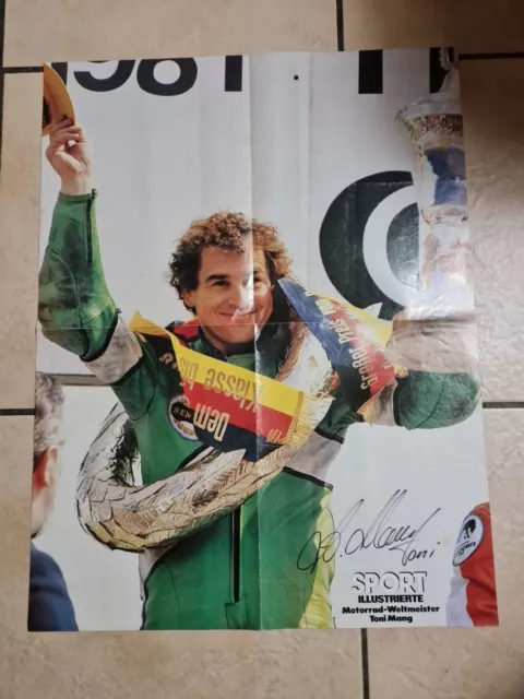 Toni Mang - Autogramm - signiert - Poster - Weltmeister - Motorrad *