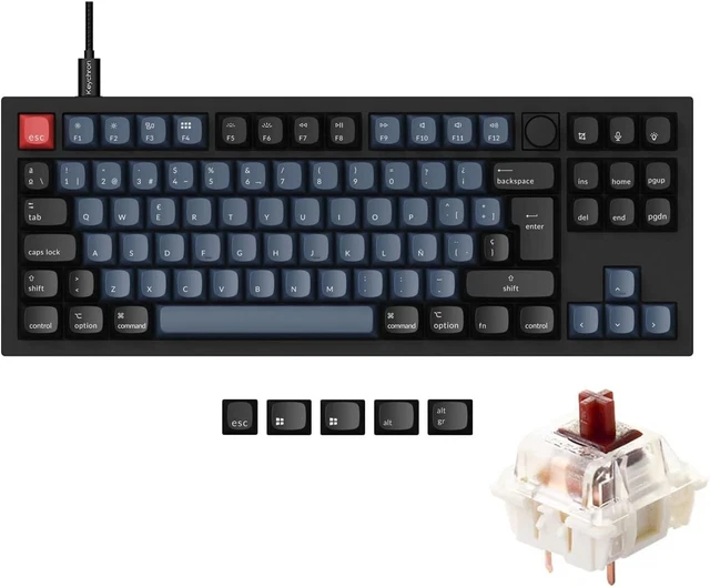 KEYCHRON Q3 ISO UK Custom RGB Mechanical Keyboard with Knob G Pro Brown