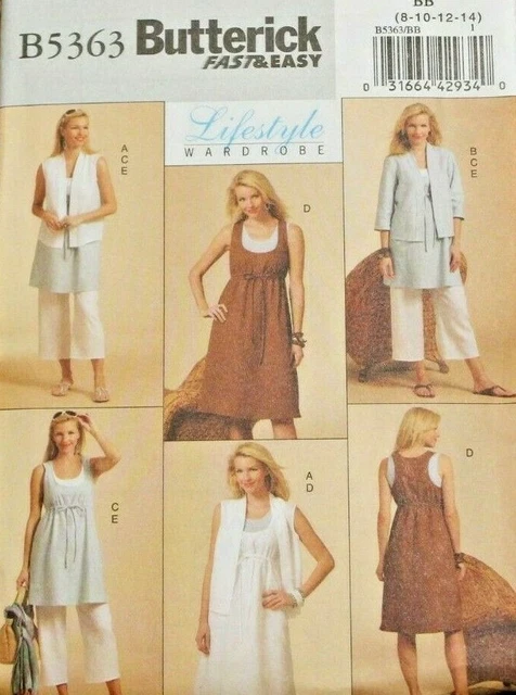 Butterick 5363 Misses Jacket Tunic Dress & Pants Sewing Pattern 8-10-12-14