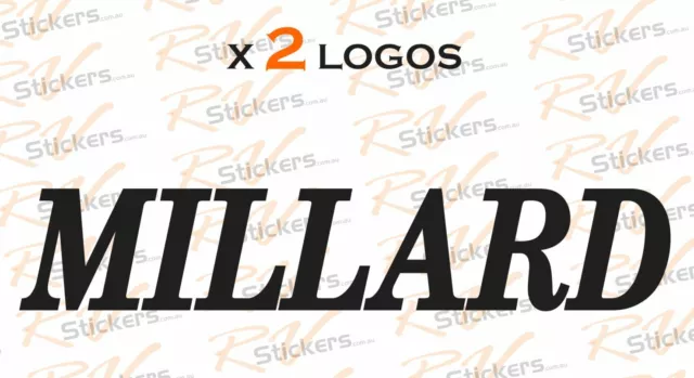 2x MILLARD LATE 70'S LOGO 530mm Caravan decal, sticker, vintage,retro, XP series