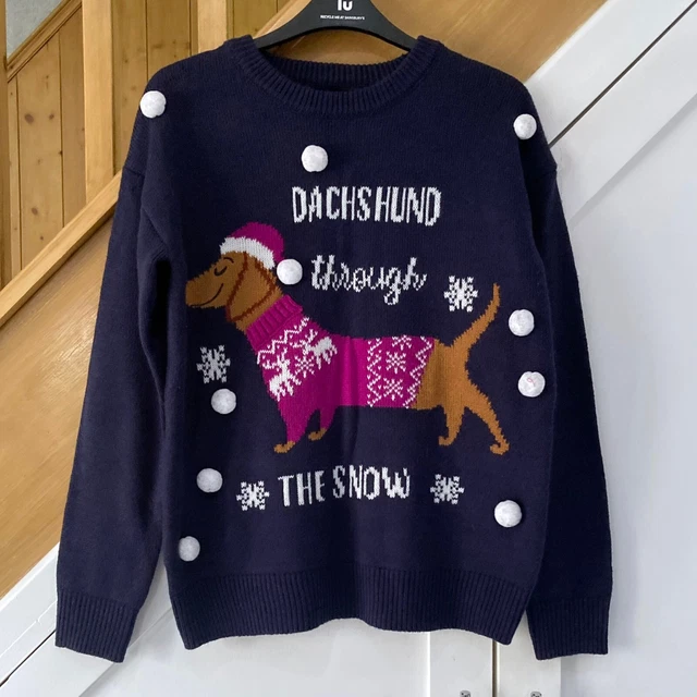 CHRISTMAS JUMPER DACHSHUND Xmas Knitted Top Ladies Primark 23.49 PicClick UK
