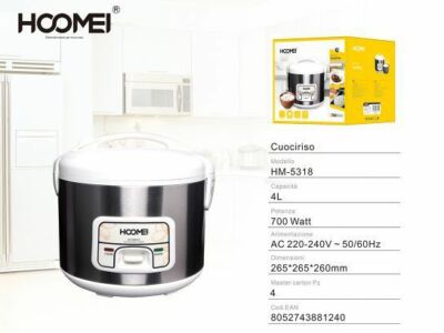 Bakaji Cuociriso Elettrico Potenza 300W Risottiera Vaporiera con Pentola Rimovibile Antiaderente Dunlop Capienza 0,6 Lt per Risotti e Sushi 