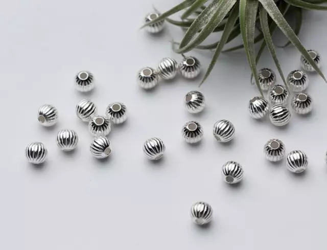 Silberperlen Spacer Rund Perlen 5/6mm echt 925 Sterling Silber Kugel DIY A2749