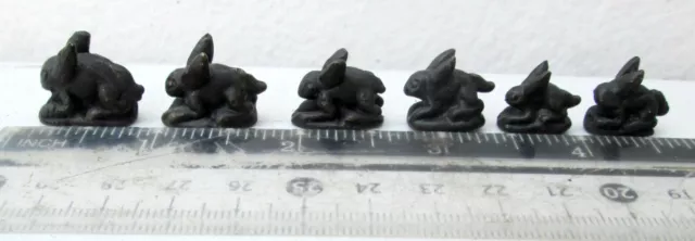 REALLY CUTE! Bronze Opium Weight Set 6 Tiny Rabbits