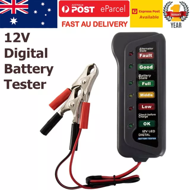 12V Digital Car Alternator Battery Tester 6 LED Mode for Car,Motorcycle,Truck