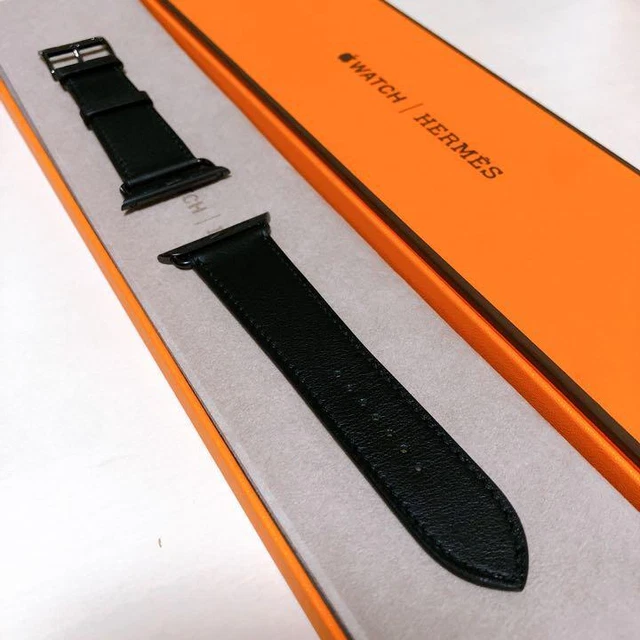 Apple Watch Hermes Leather Band 42 44 45mm Attrage Black Used Japan Fedex