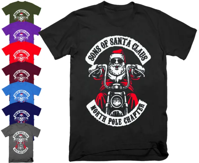 T-shirt regalo SONS OF BABBO CLAUS Funny Fathers moto biker papà