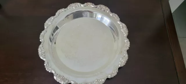 Vintage Ornate Silver Plate Round Tray Serving Platter International Silver Co