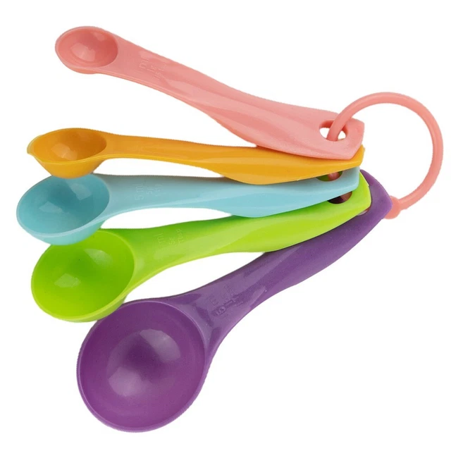 Lot De 5 Cuillères Longues En Mélamine - Colorées - Pour Yaourt, Café, œufs, Dessert