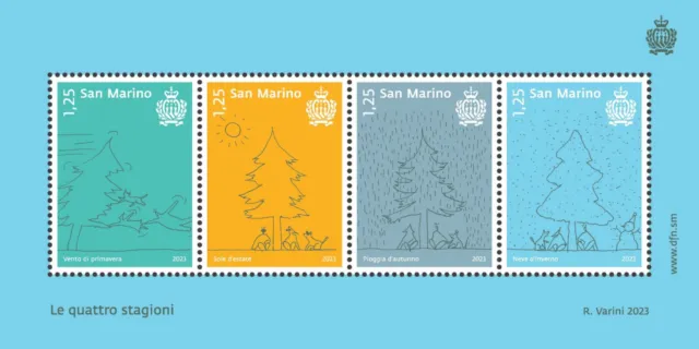 San Marino 2023 Sheet of Stamps the Four Seasons Spring Summer Autumn Winter