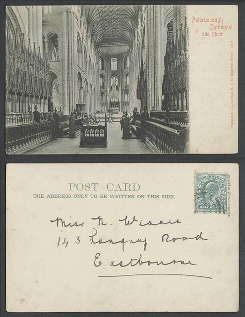 Peterborough Kathedrale Chor Innenraum Buntglas Fenster 1904 alte UB Postkarte