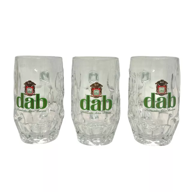 Vintage DAB Dortmunder Actien Brauerei Set of 3 Glass Beer Mugs Steins Circles
