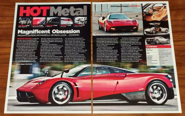 Pagani 2013 Huayra Magazine Print Article Motor Trend First Drive Supercar Red
