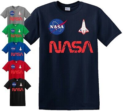 Mens NASA T Shirt Side Logo Big Bang Theory Space Astronaut Geek Nerd Star Top