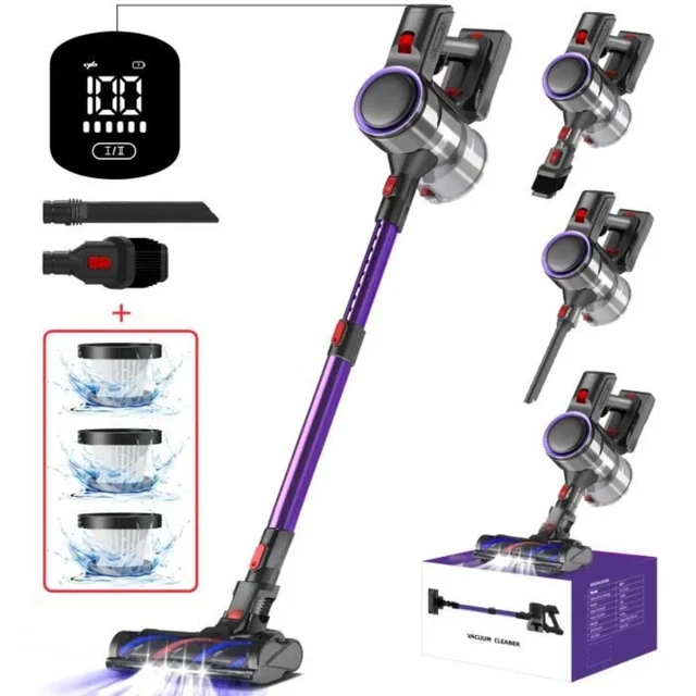 CHEFREE Aspirateur Balai sans Fil, 48Kpa/450W Aspirateur sans Fil Puissant avec Detect Laser, 50 Min, Brosse Anti-Emmêlement pour Tapis Poils Animaux Sol Dur Voiture
