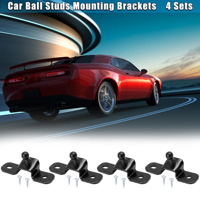4 Set 10mm Car Ball Studs Mounting Brackets Black with Screws