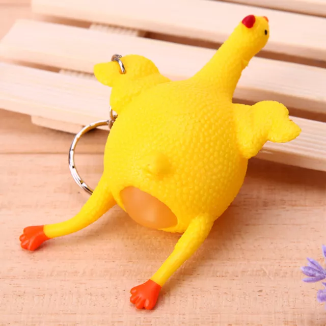 PVC Chicken Egg Key Chain Decompression Squeeze Chicken Key Ring for Party Props
