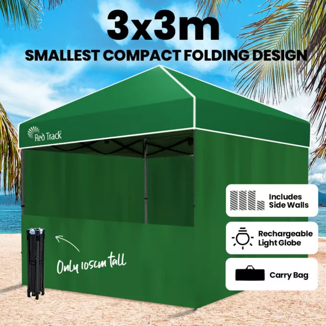 RED TRACK 3x3m Folding Gazebo Shade Outdoor Green Marquee Pop Up Wall Tent