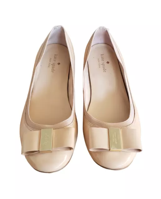 Kate Spade New York Tock stretch -trim Taupe ballet bow flats women's Size 8M