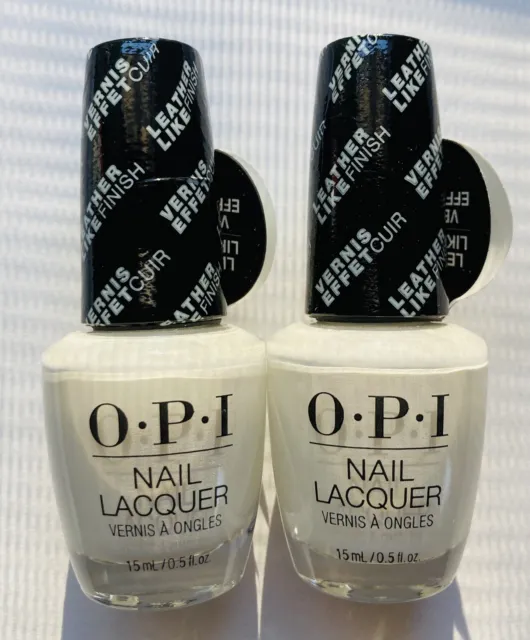 2 OPI Nail Lacquer RYDELL FOREVER White Cream Polish Leather Finish Grease