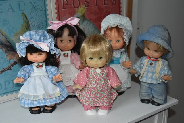 ANCIENNE POUPEE PEYNET Jeune Mariée 50/60 dans l'état + 5 petites poupées
