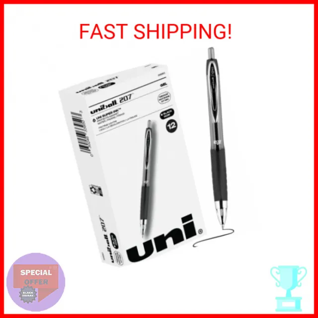 Uniball Signo 207 Gel Pen 12 Pack, 0.7mm Medium Black Pens, Ink Pens | Office Su